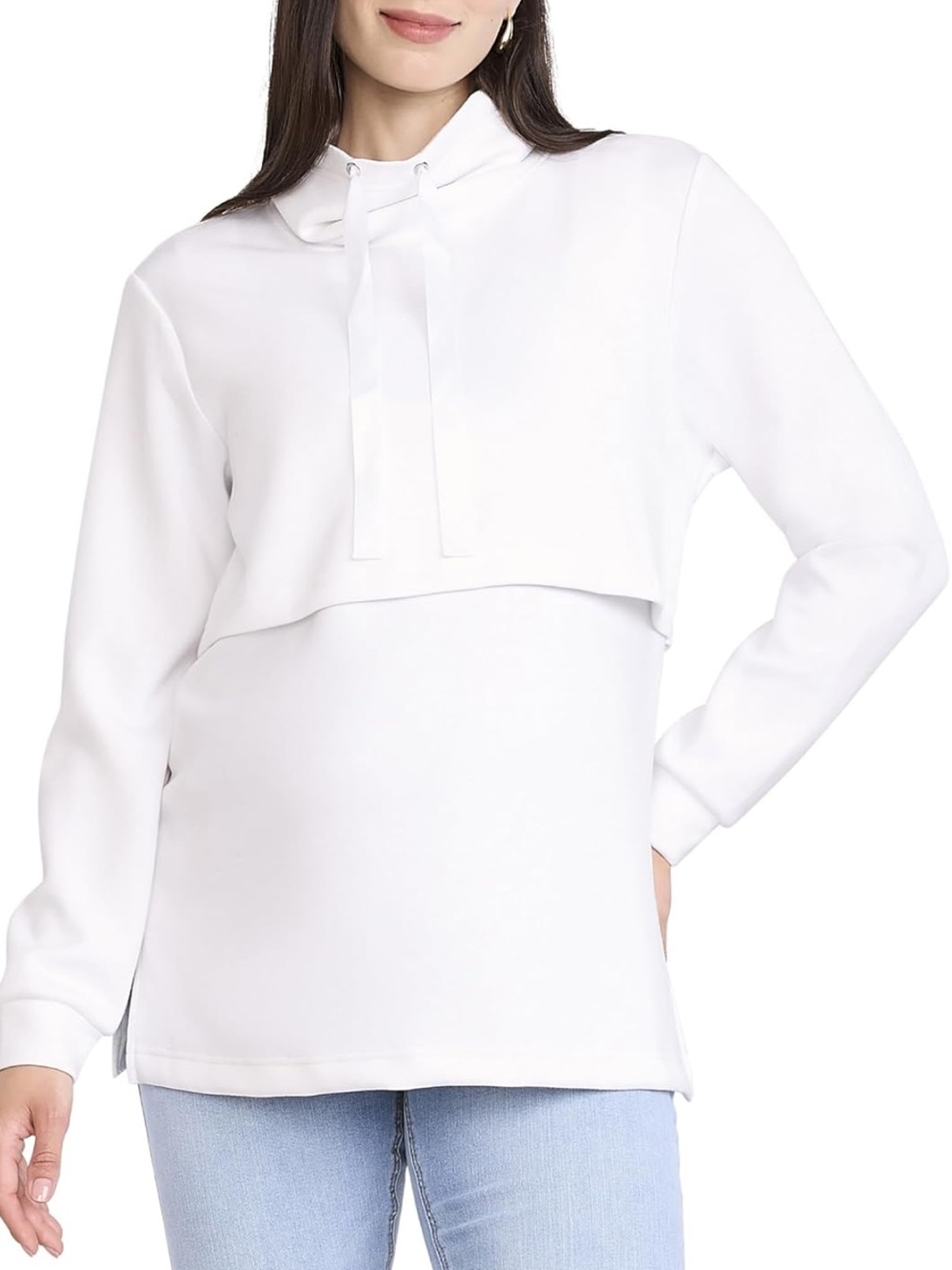 NWT Long Sleeve Funnel Neck Nursing Pullover Pregnancy Sweatshirt Breastfeeding
